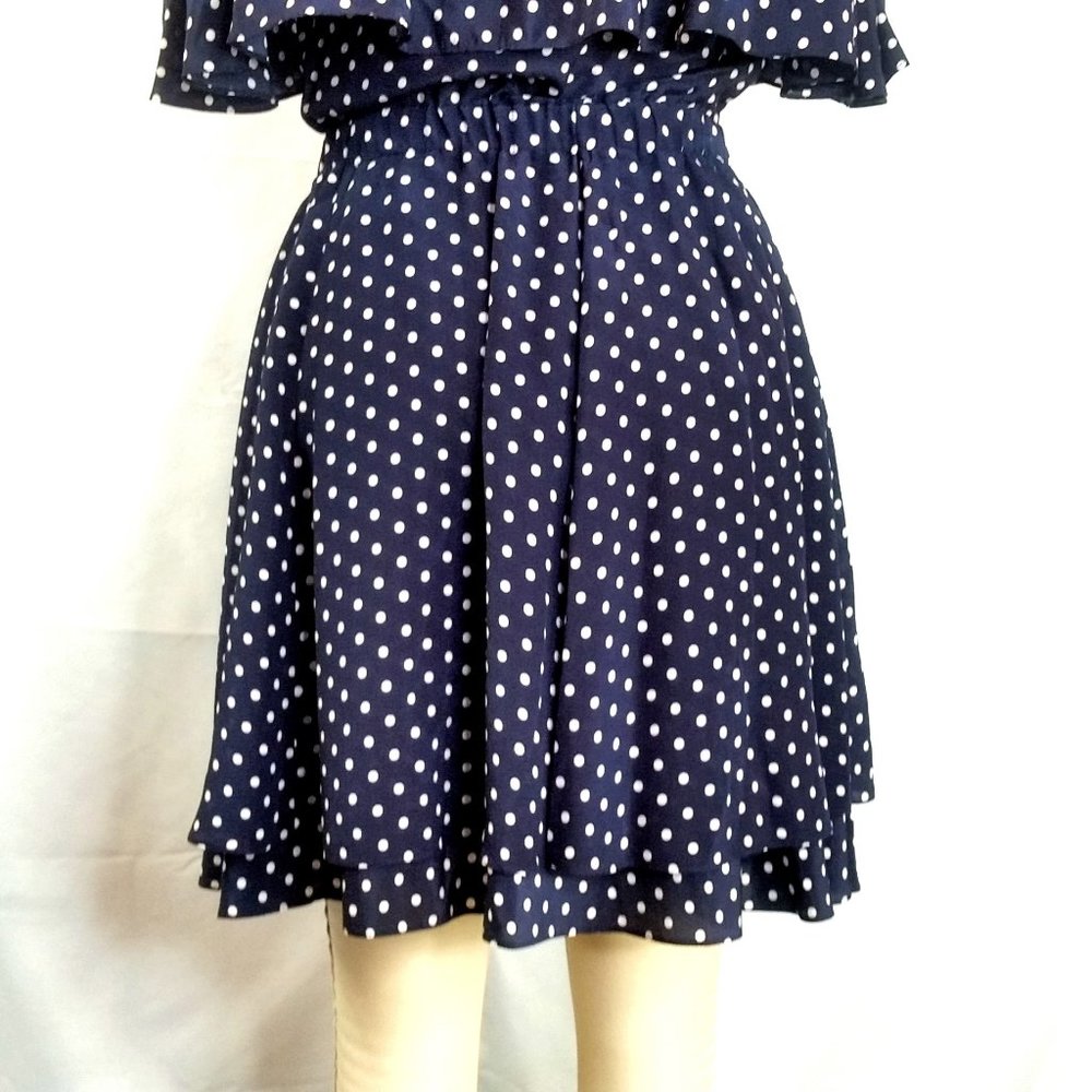Grey Jason Wu Silk Navy Blue White Polka Dot Dress - Picture 7 of 11